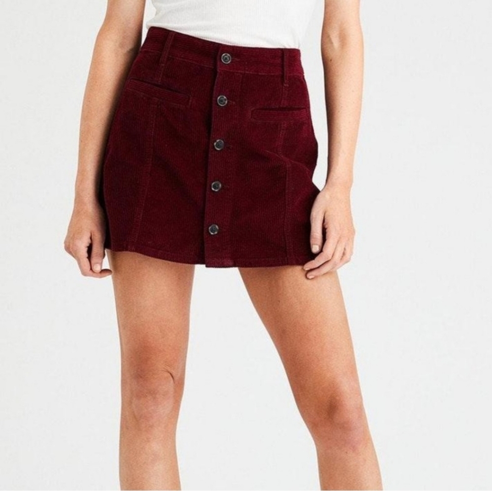 American Eagle Button Front  Corduroy High Rise Skirt Size 6